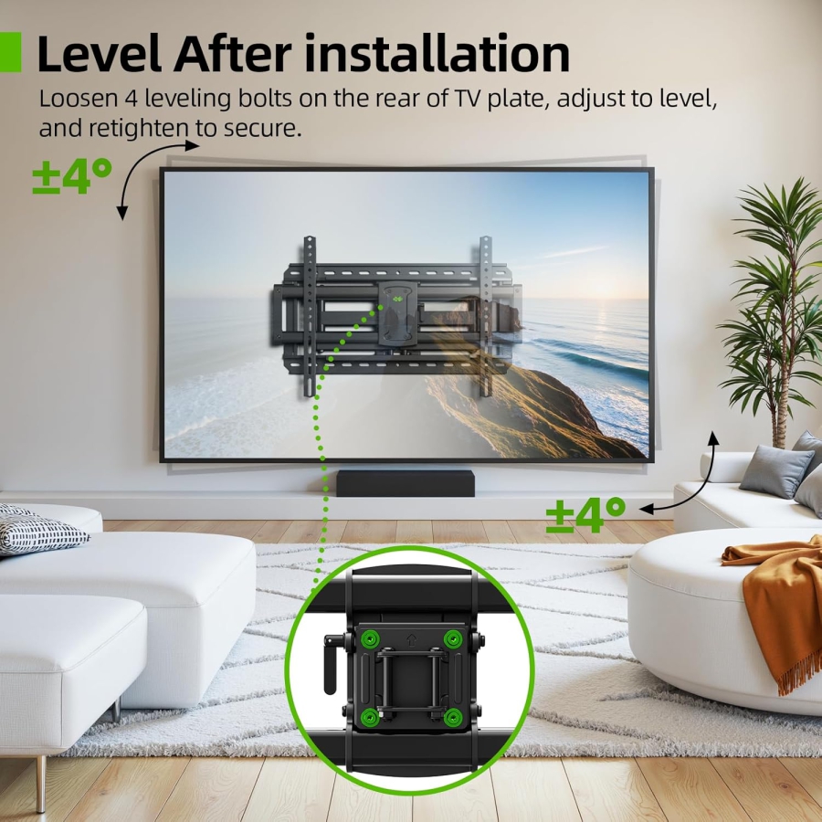 USX-MOUNT Supporto da Parete per TV Girevole & Inclinabile per 37-90 Pollici (fino a 68kg) – Doppio Braccio Estensibile, VESA fino a 600x400
