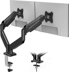 Supporto per monitor BONTEC 2 monitor per schermi da 13-32 pollici, supporto ergonomico con braccio a molla a gas, sostiene 3-9 kg con gestione dei cavi, inclinabile, orientabile, girevole, VESA 75/100 mm