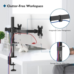 Supporto per monitor BONTEC 2 monitor per schermi piatti e curvi da 13-27 pollici, supporto da tavolo per monitor regolabile in altezza, inclinabile, orientabile, girevole, 10 kg per braccio, VESA 75x75 / 100x100, nero